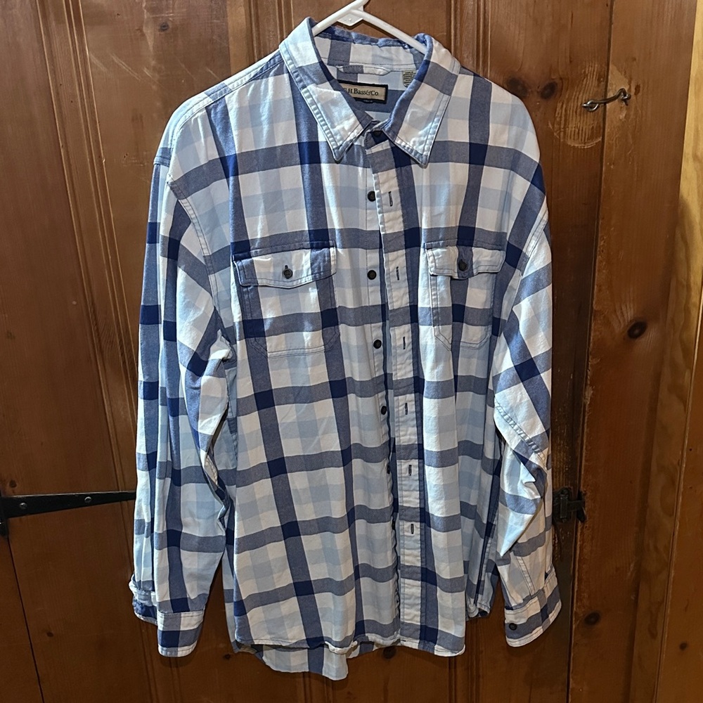 G.H. Bass & Co. Blue and White Plaid Men's Shirt